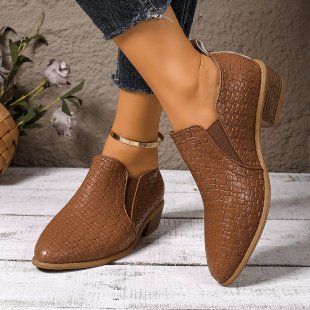 Damen elegante Slip-On Stiefeletten mit modischem Lederdesign R&B