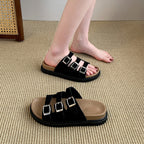 Damen Riemensandalen mit breiten Klettverschlussriemen und bequemer Innensohle EB