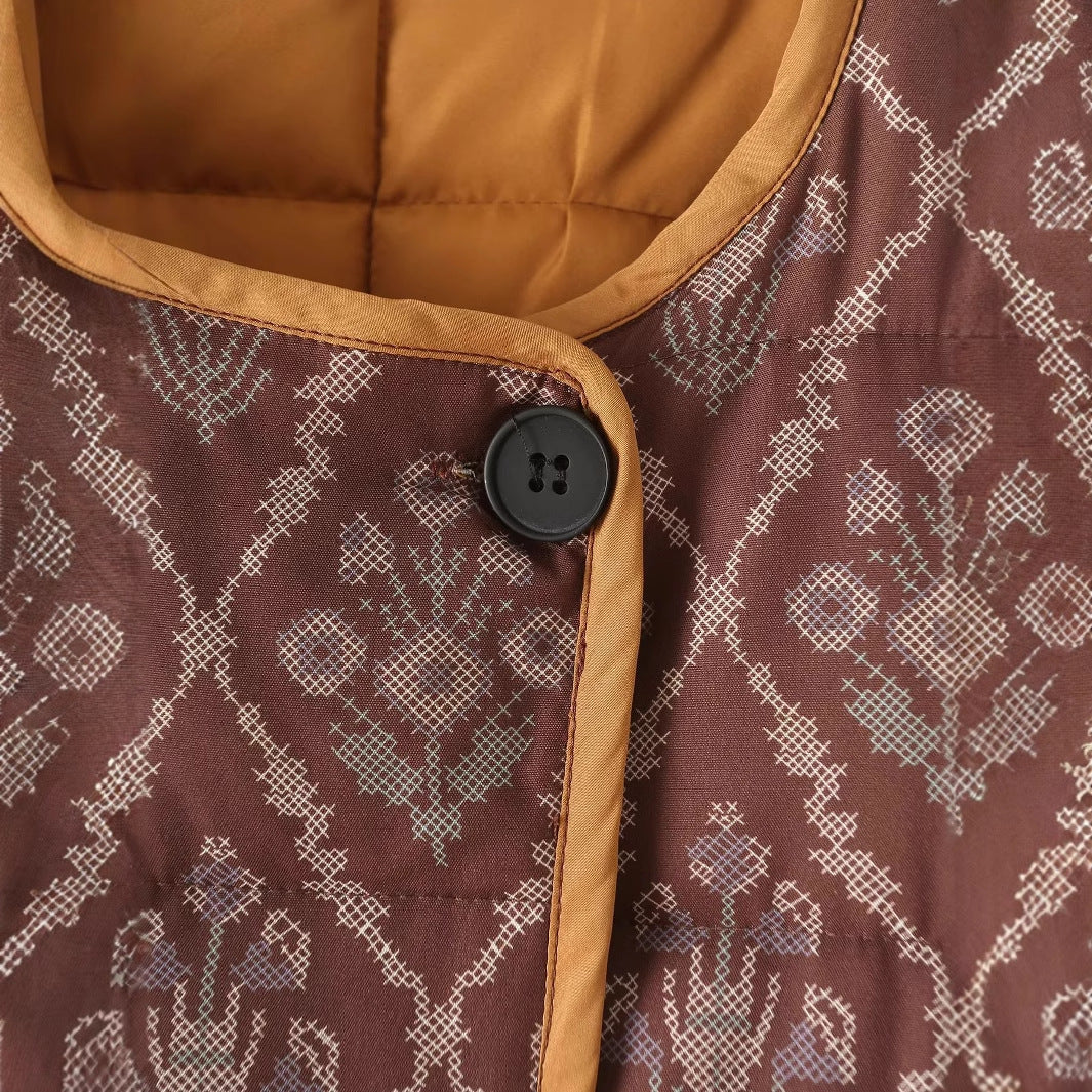 Damen gesteppte Übergangsjacke mit floralem Design und praktischen Taschen R&B