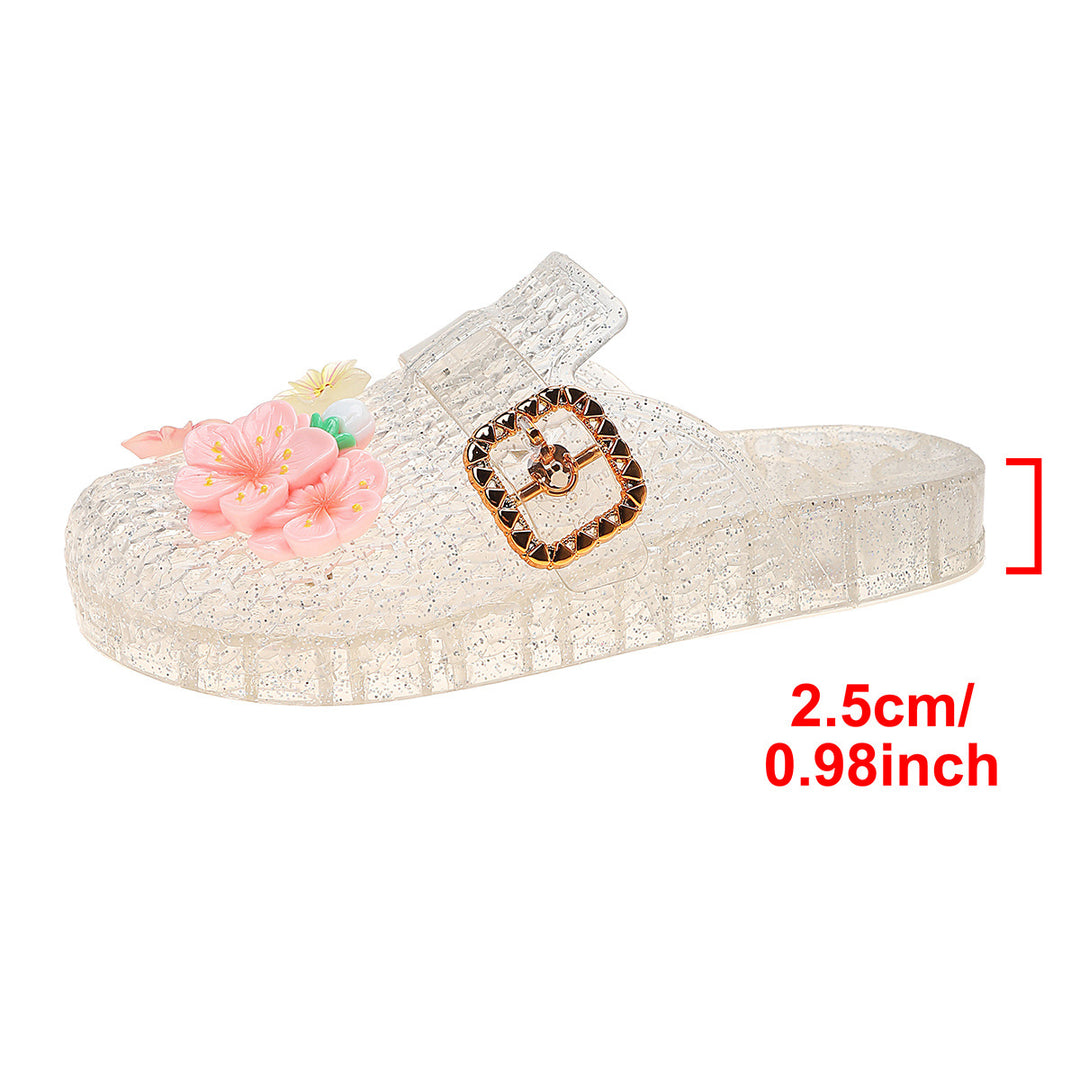 Damen Sommerliche Pantoletten mit geschmackvollen Blumenapplikationen und modischem Schnallenverschluss R&B