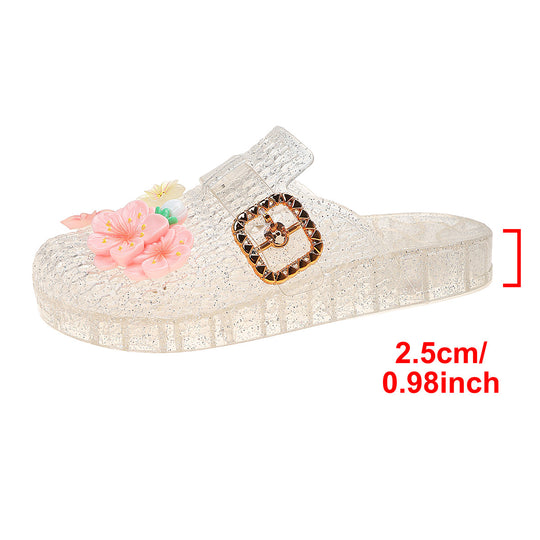 Damen Sommerliche Pantoletten mit geschmackvollen Blumenapplikationen und modischem Schnallenverschluss R&B