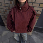 Damen modische Steppjacke mit hohem Kragen und seitlichen Taschen R&B