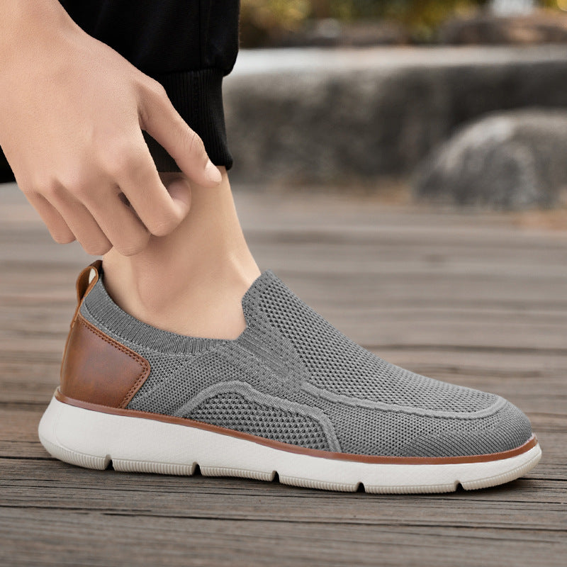Herren nan atmungsaktiver Strickslipper mit elastischem Einstieg und stoßdämpfender EVA-Sohle R&B
