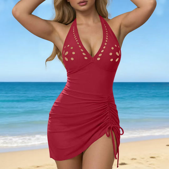 Damen Einteiler-Badeanzug mit modischem Cut-Out und Rüschendetail R&B