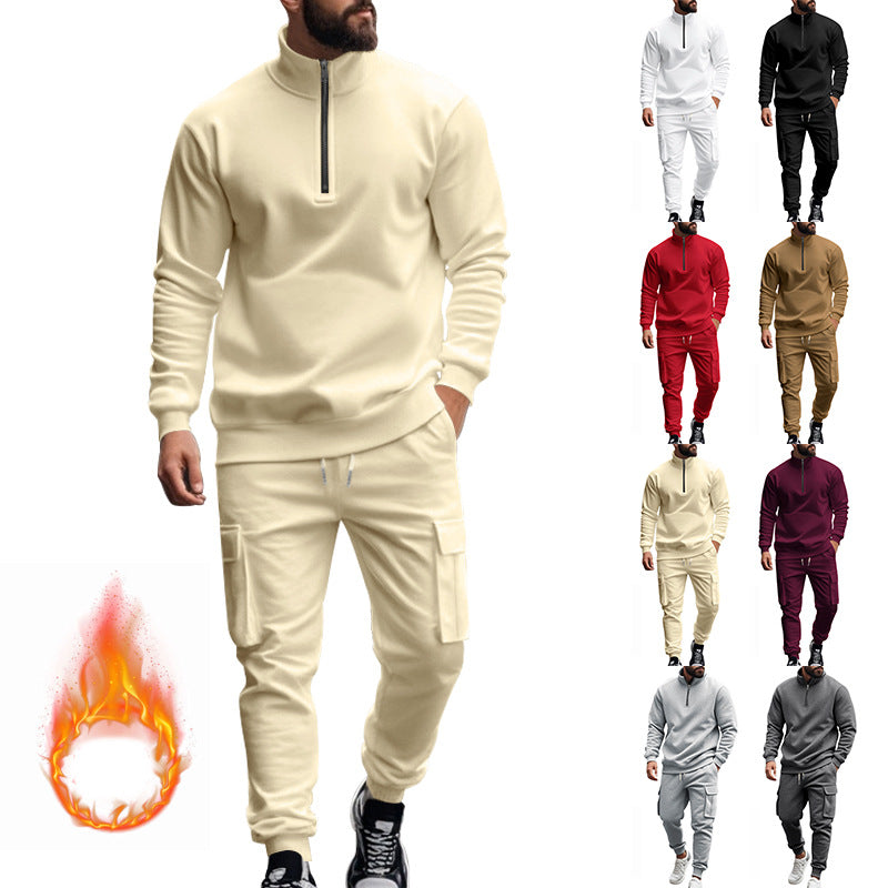 Herren Sportliches Kapuzenanzug-Set mit Reißverschluss und praktischen Taschen R&B