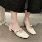 Damen elegante und bequeme Mules mit Blockabsatz