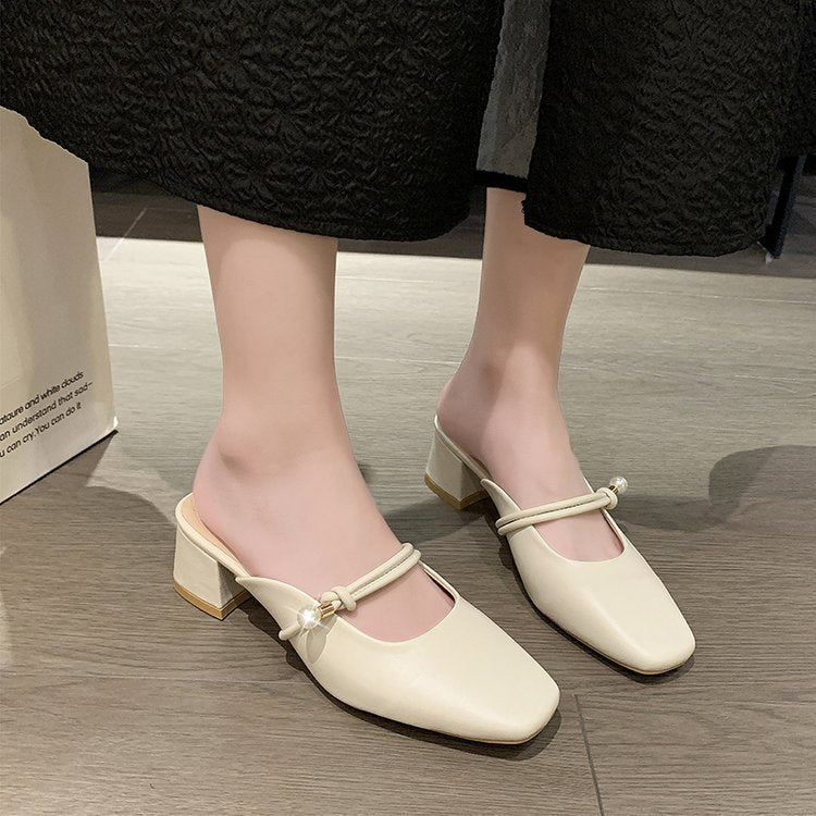 Damen elegante und bequeme Mules mit Blockabsatz