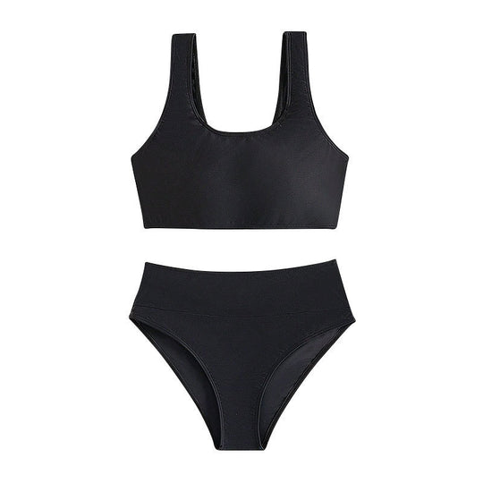 Damen Sport-Bikini mit hochtailliertem Slip und breiten Trägern R&B