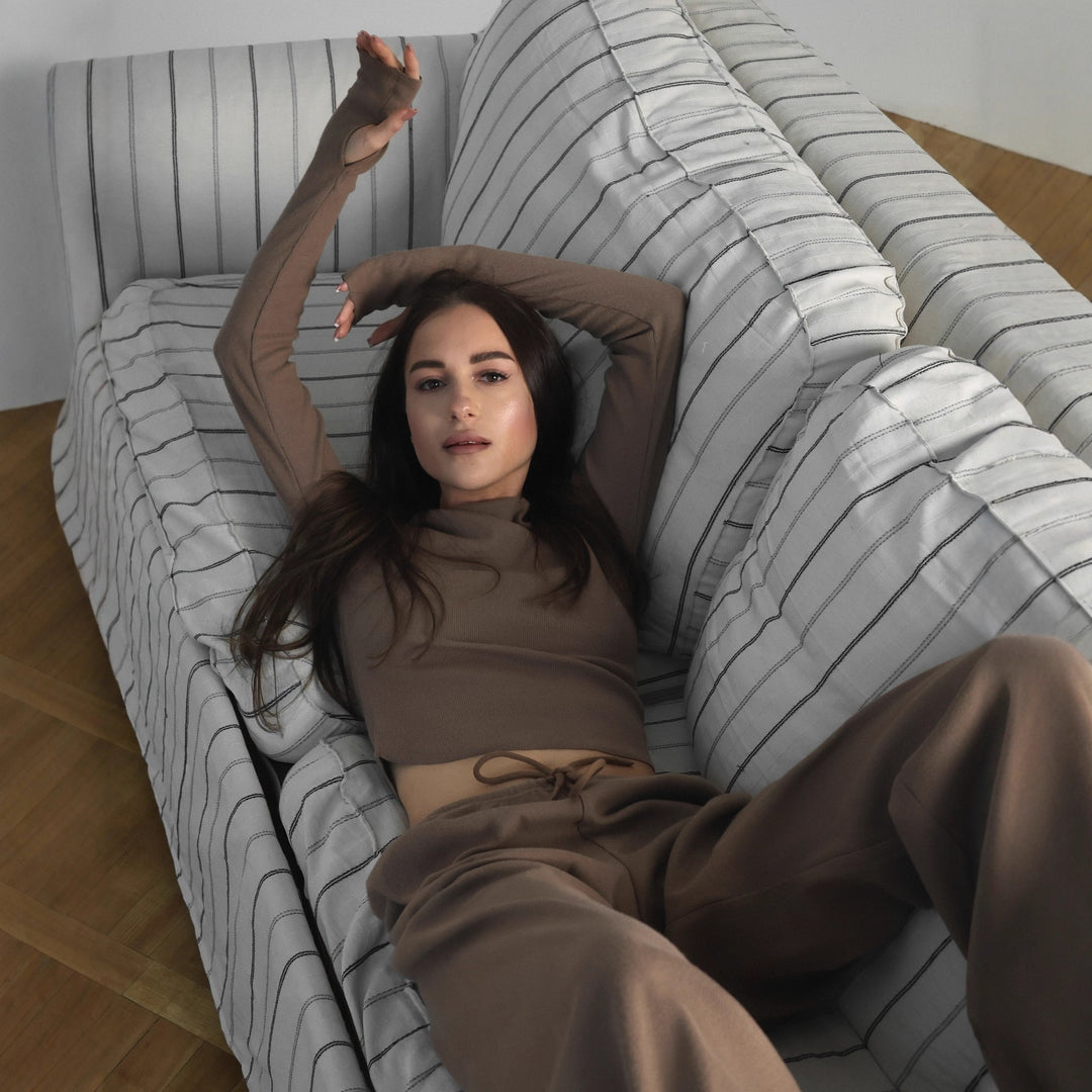 Damen komfortables Lounge-Set mit langen Ärmeln und weitem Schnitt R&B