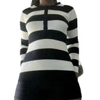 Damen Langarmshirt mit Knopfleiste und Streifenmuster R&B