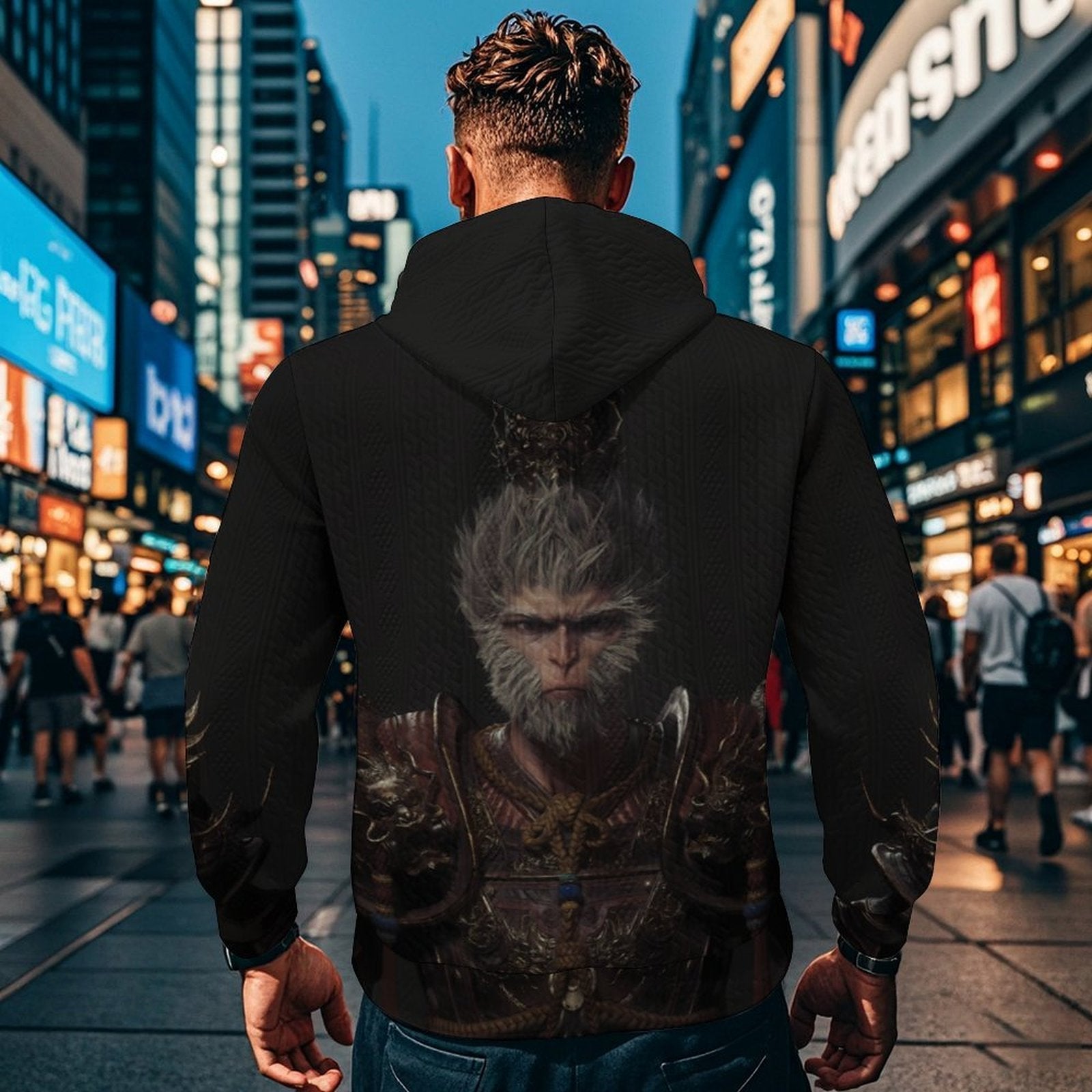 Herren Kapuzenpullover mit auffälligem Tiermotiv und praktischem Design R&B