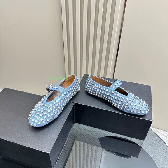 Damen Modische Ballerinas mit Strassverzierungen und komfortablem Fußbett R&B