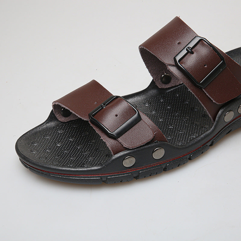 Herren Bequeme Leder-Sandalen mit verstellbaren Riemen R&B