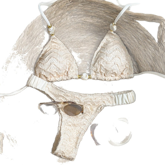 Damen Bandeau-Bikini mit schickem Wellenmuster R&B