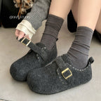 Damen Filzclogs mit dekorativem Schnallenverschluss R&B