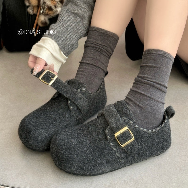 Damen Filzclogs mit dekorativem Schnallenverschluss R&B