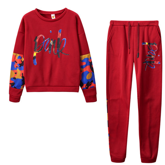 Damen Sportliches Sweatshirt-Set mit bunten Camouflage-Details und komfortablem Schnitt R&B