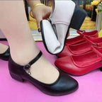 Damen elegante Ballerinas mit modischem Riemen und bequemem Blockabsatz R&B