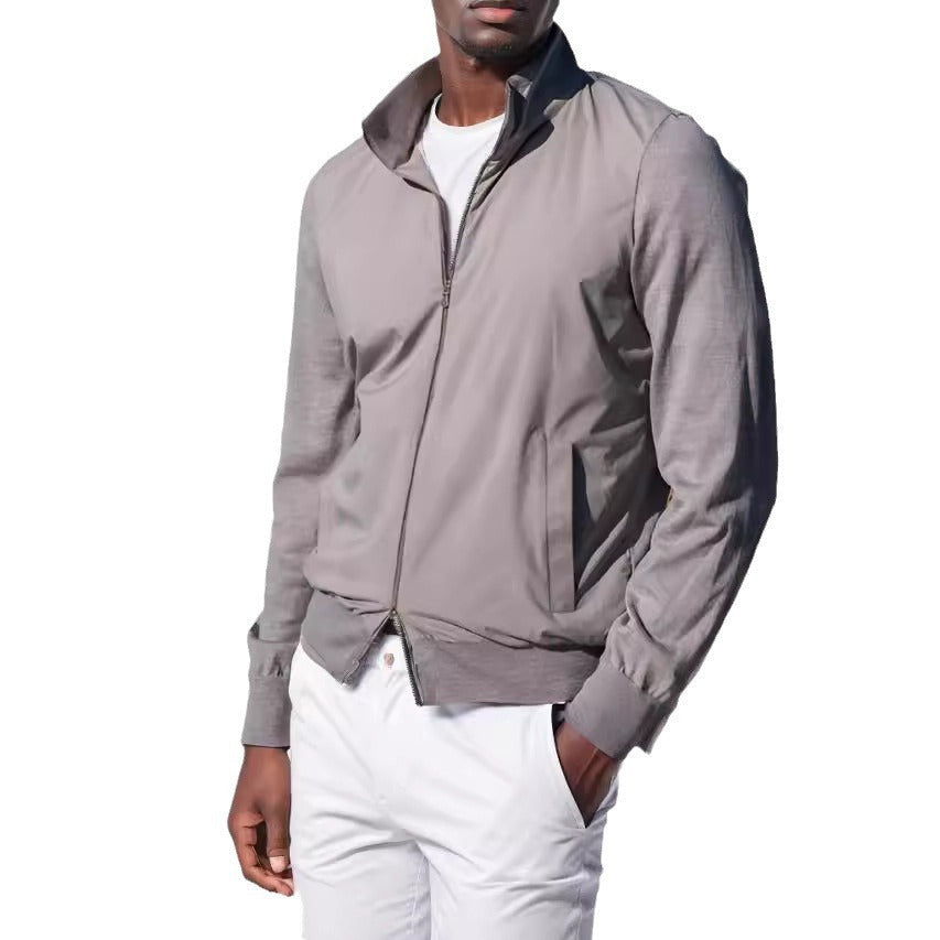 Herren sportliche Übergangsjacke mit modernem Stehkragen und elastischen Bündchen R&B