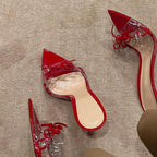 Damen transparente Mules mit Schleifenverzierung R&B