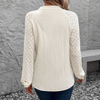 Damen Bluse mit eleganten Spitzenärmeln und hochwertiger Struktur R&B
