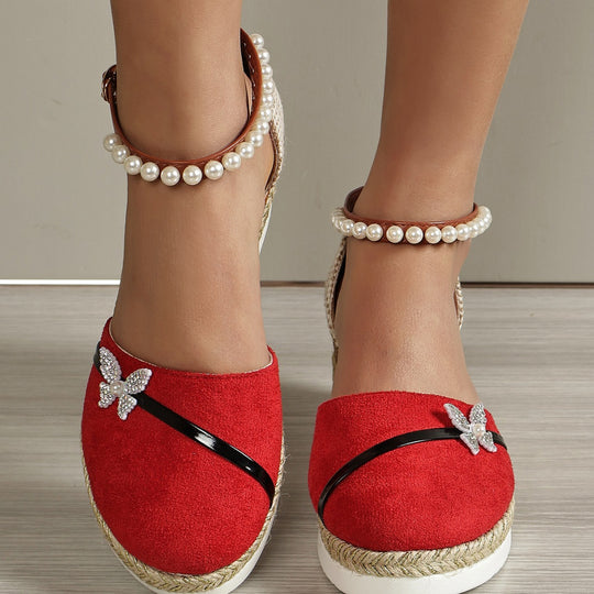Damen Espadrilles mit funkelnden Schmetterlingsapplikationen R&B