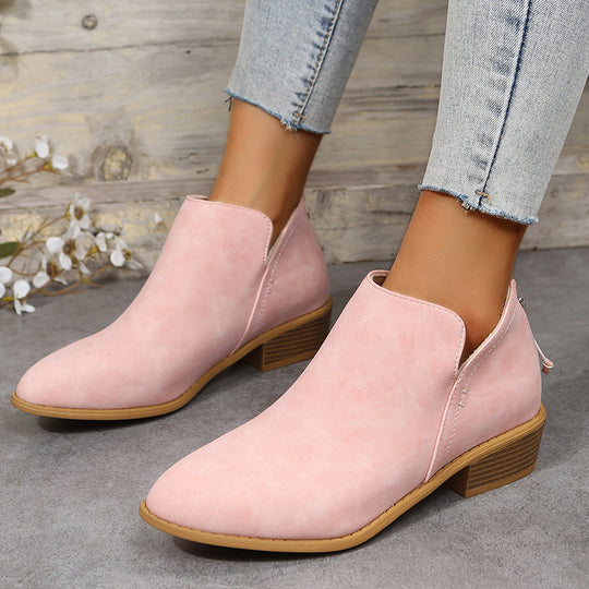 Damen nan spitz zulaufende Schlupf-Ankleboots mit kleinem Blockabsatz und ergonomischem Komfortfußbett R&B