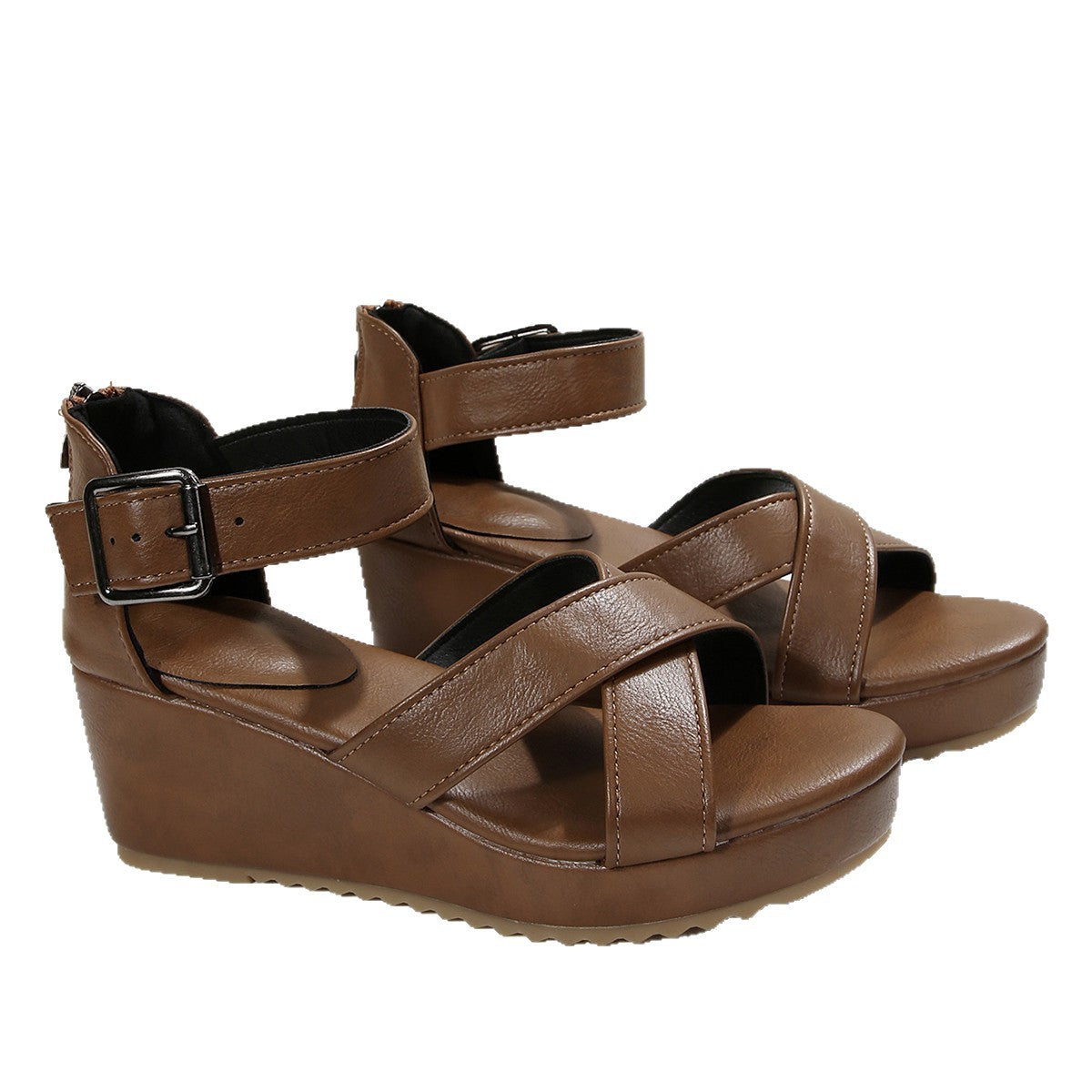 Damen Wedge-Sandalen mit verstellbaren Riemen und rutschfester Sohle R&B