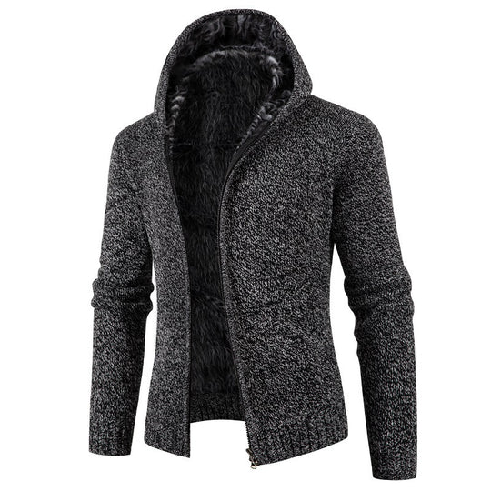 Herren Strickjacke mit Kapuze und weichem Innenfutter R&B