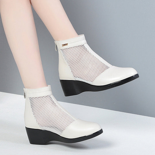 Damen Modische Stiefeletten mit durchlässigem Netzmaterial und bequemem Absatz R&B