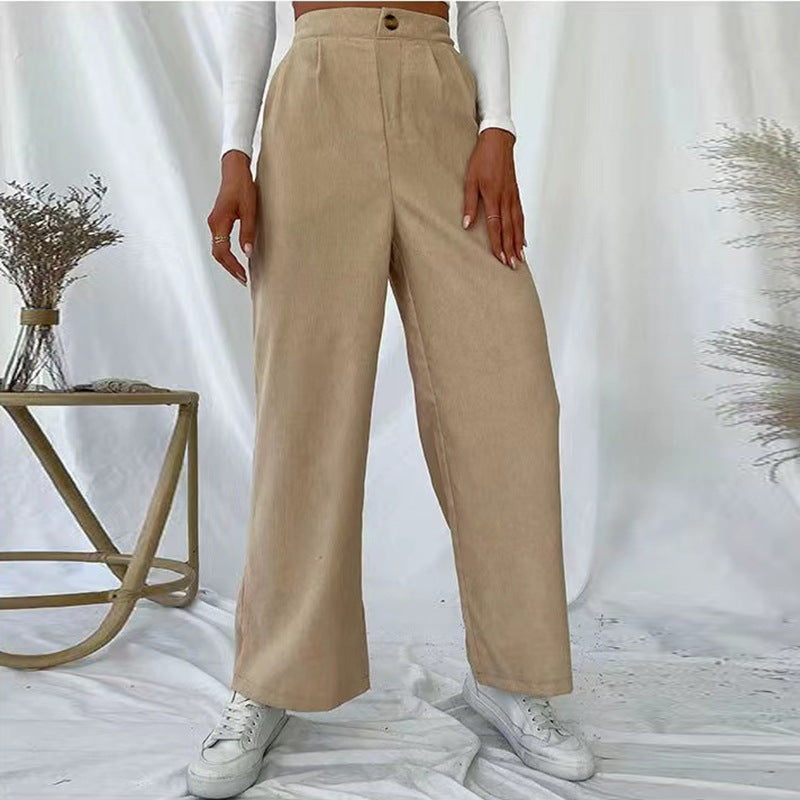 Damen Weite Hochbundhose mit Falten R&B