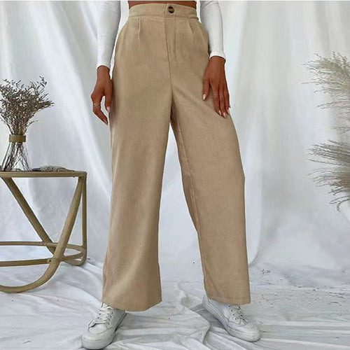 Damen Weite Hochbundhose mit Falten R&B