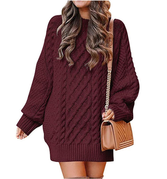 Damen Großer Strickpullover mit Zopfmuster und lässigem Schnitt R&B