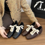Damen elegante Schnürschuhe im Retro-Stil mit dekorativen Schleifen R&B