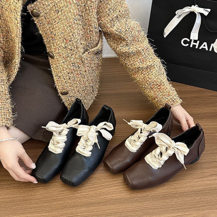 Damen elegante Schnürschuhe im Retro-Stil mit dekorativen Schleifen R&B