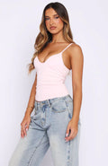 Damen Figurnahes Tanktop mit tiefem V-Ausschnitt und breiten Trägern R&B