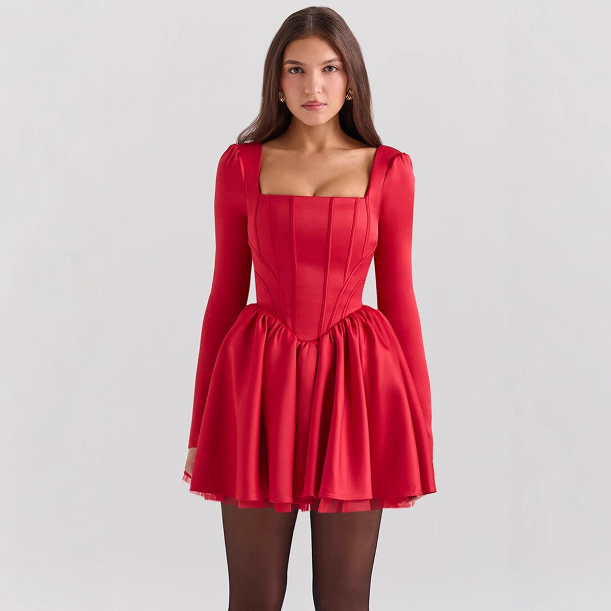 Damen Partykleid mit strukturiertem Oberteil und schwingendem Rock