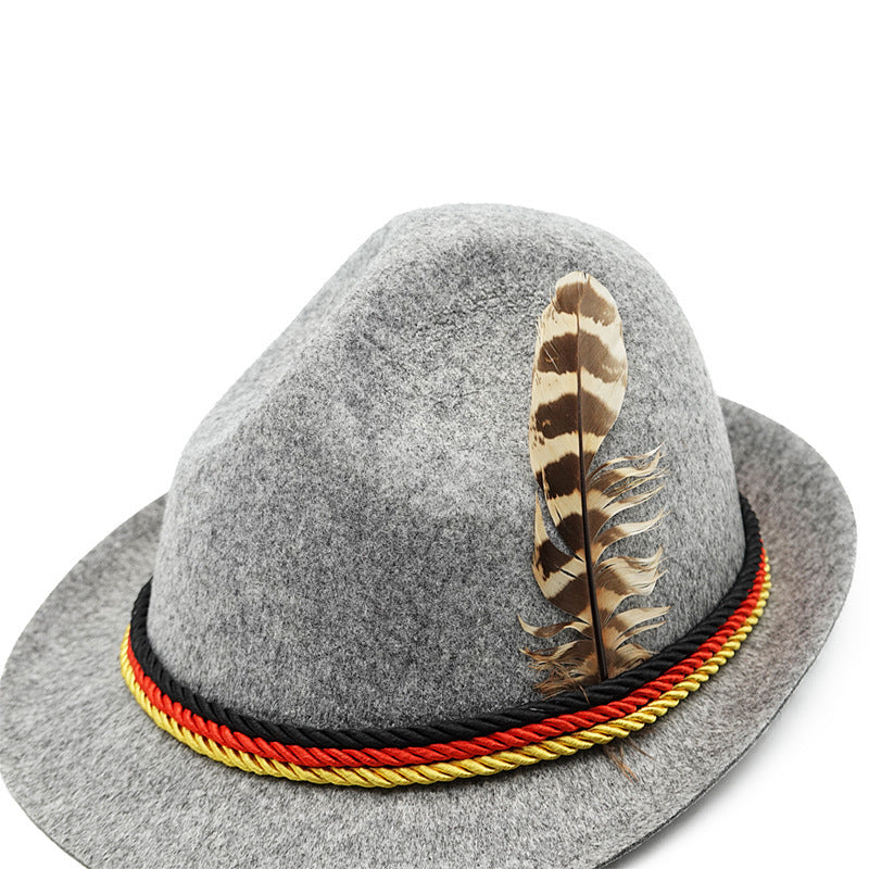 Herren nan traditioneller Trachten Filzhut mit Feder und Zierkordel R&B