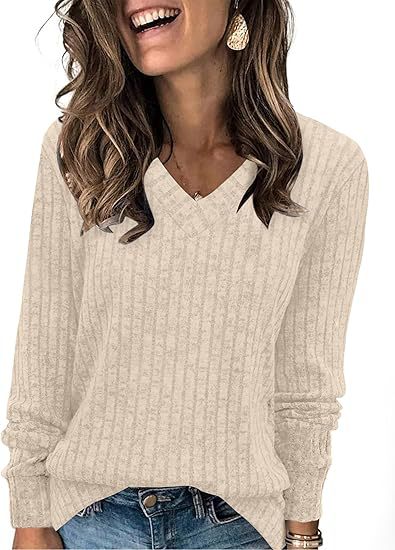 Damen eleganter V-Ausschnitt Pullover R&B