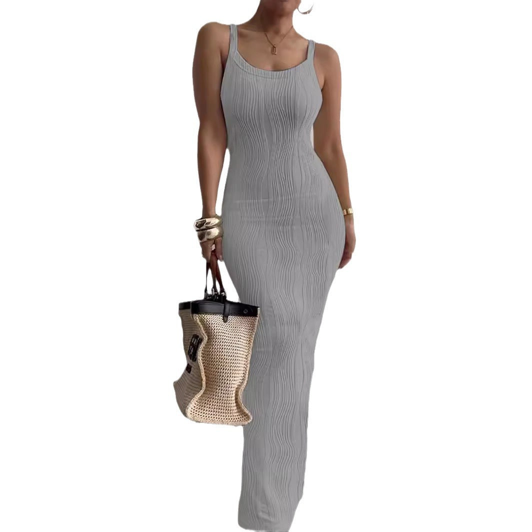 Damen Figurbetontes Maxikleid mit Rippenstruktur R&B