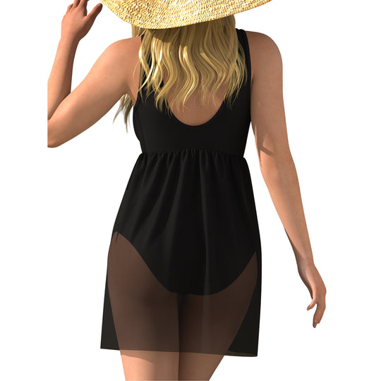 Damen Schwimmdress mit transparenter Overshirt R&B