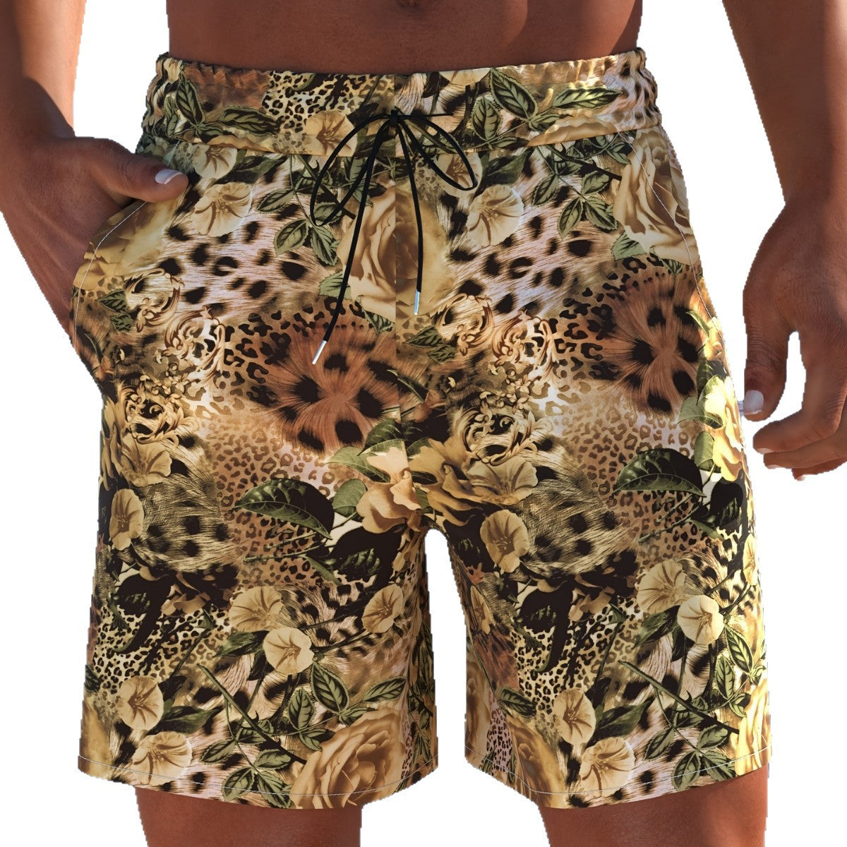 Herren Badeshorts mit animalischem Muster und elastischem Bund