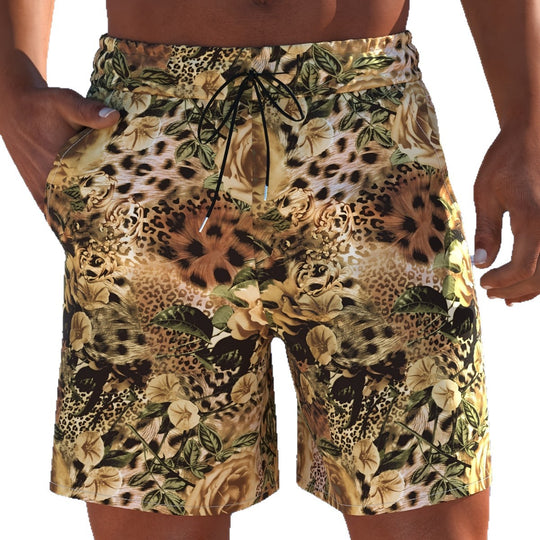 Herren Badeshorts mit animalischem Muster und elastischem Bund R&B