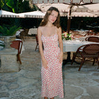 Damen Maxikleid mit floralen Akzenten und verspieltem Knotendetail R&B
