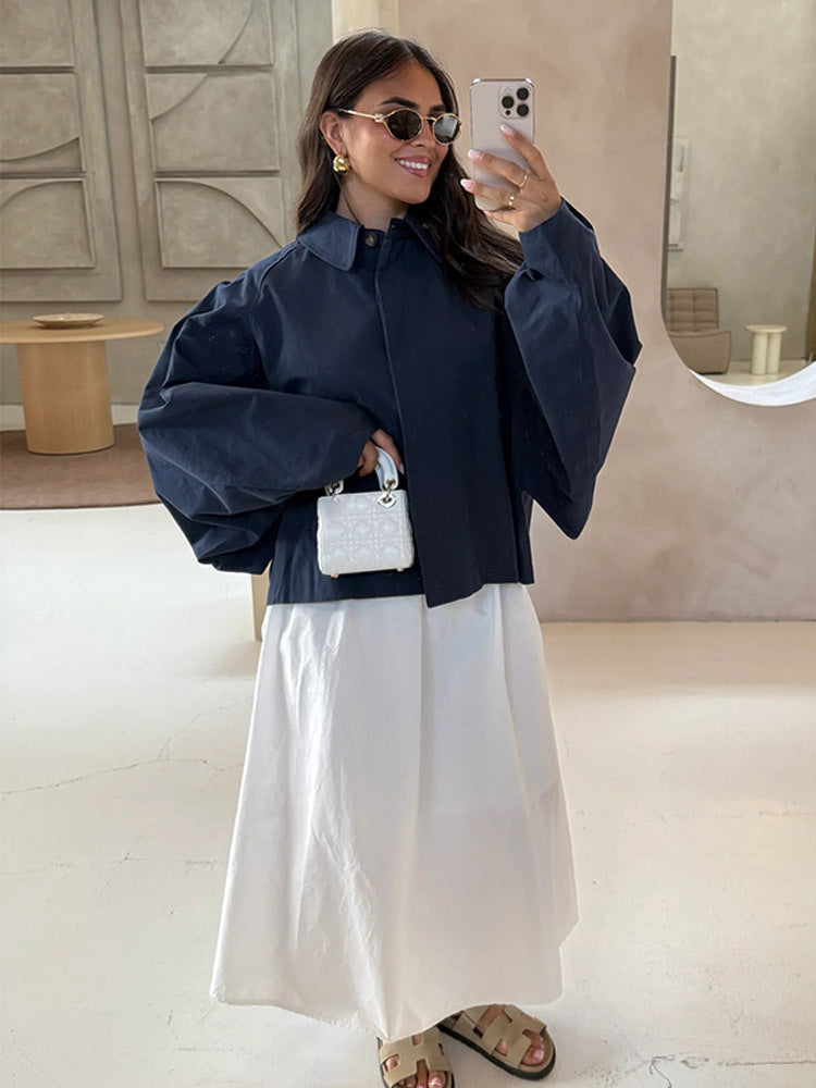 Damen Oversized Bluse mit dekorativen Puffärmeln R&B