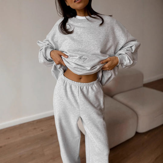 Damen lässiges Sweater und Jogginghose-Set mit lockerer Passform R&B
