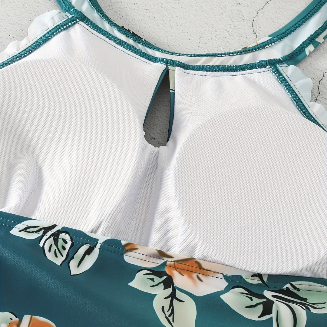 Damen Einteiliger Badeanzug mit elegantem Schnitt und floralem Design R&B