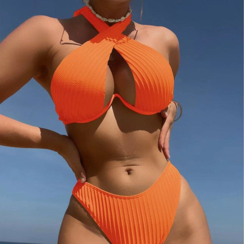 Damen Design-Bikini mit gekreuztem Oberteil R&B