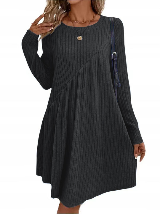 Damen lässiges Ripp-Kleid mit asymmetrischem Design R&B