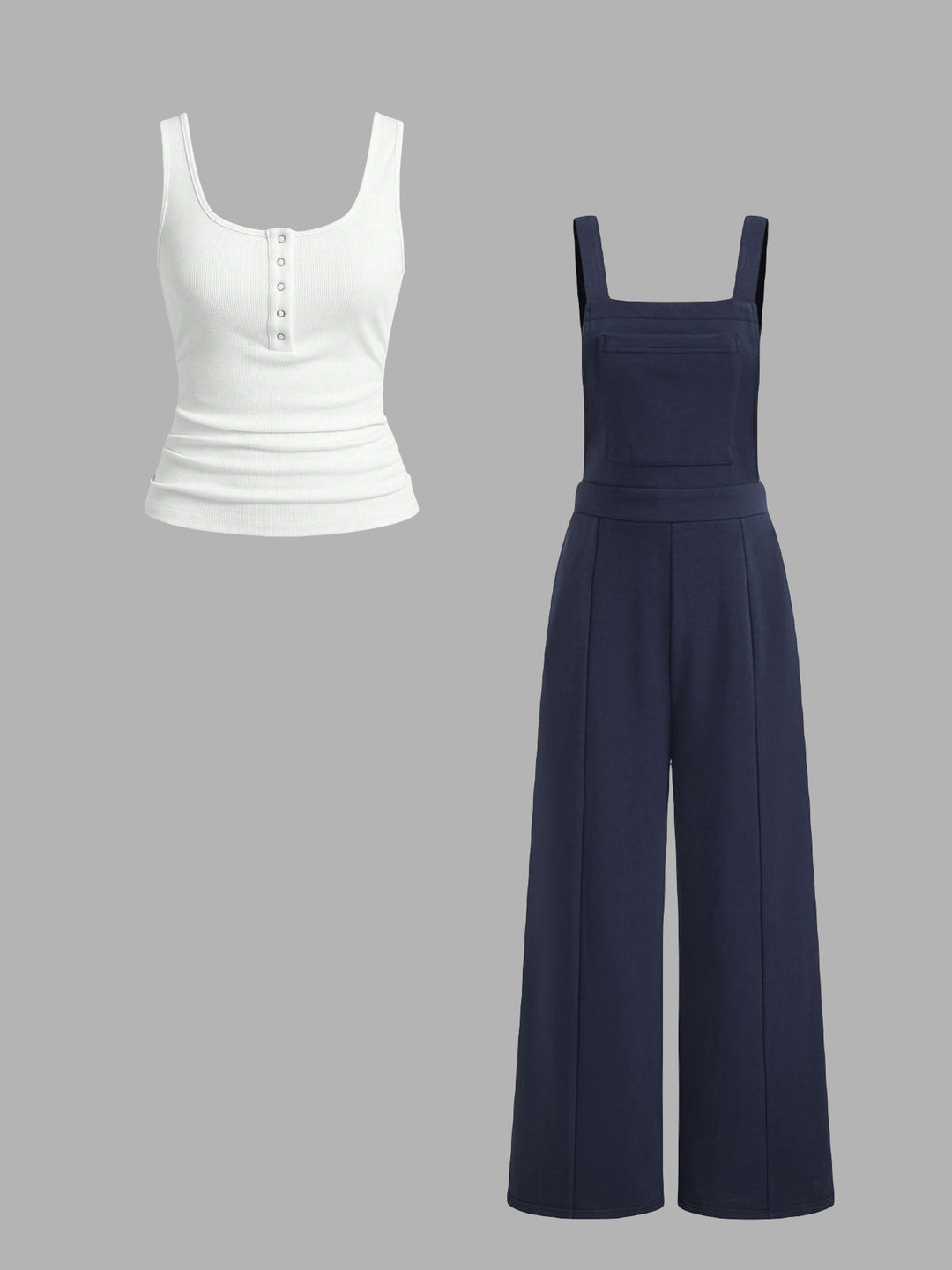 Damen lässiger Tank-Top und weit geschnittenen Latzhose Set R&B